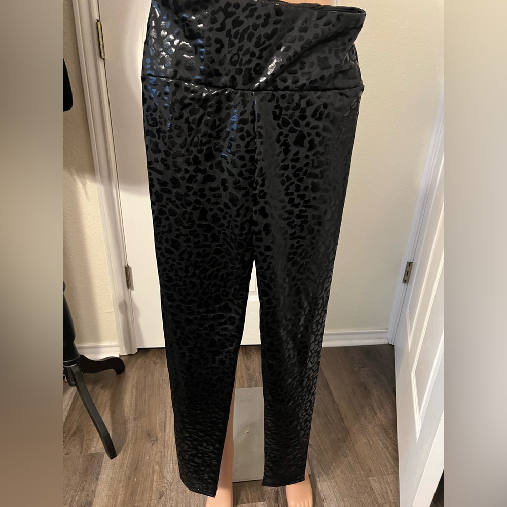 Black Leopard Print Women's Pants